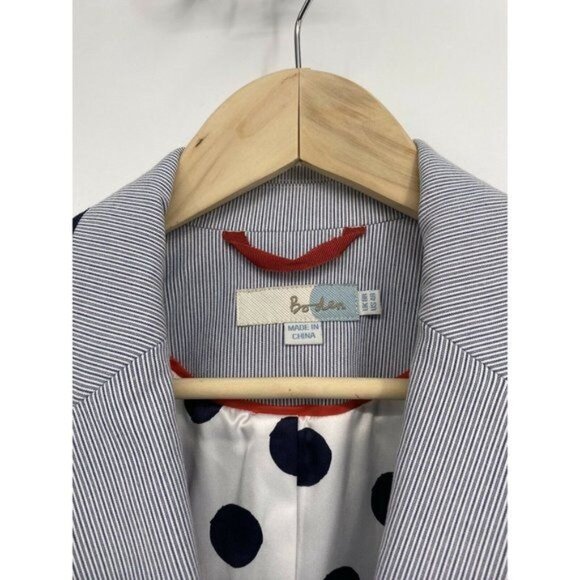 BODEN WOMEN'S BLAZER size 4R BLUE White Stripes  J - Picture 6 of 6